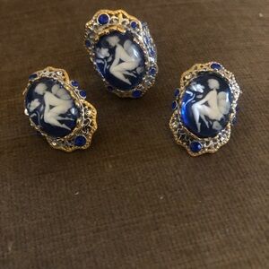Elegant Blue Fairy Cameo Jewelry Set- $40 or $35 w/offer 161A